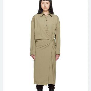 LEMAIRE twisted poplin shirtdress in khaki